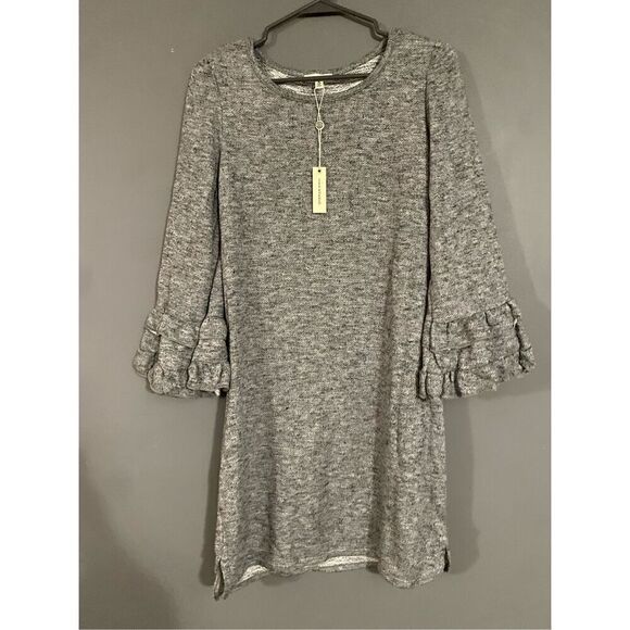 Max Studio Gray Bell Sleeve Sweater Tunic Top Dress Size Medium NWT - Picture 1 of 7